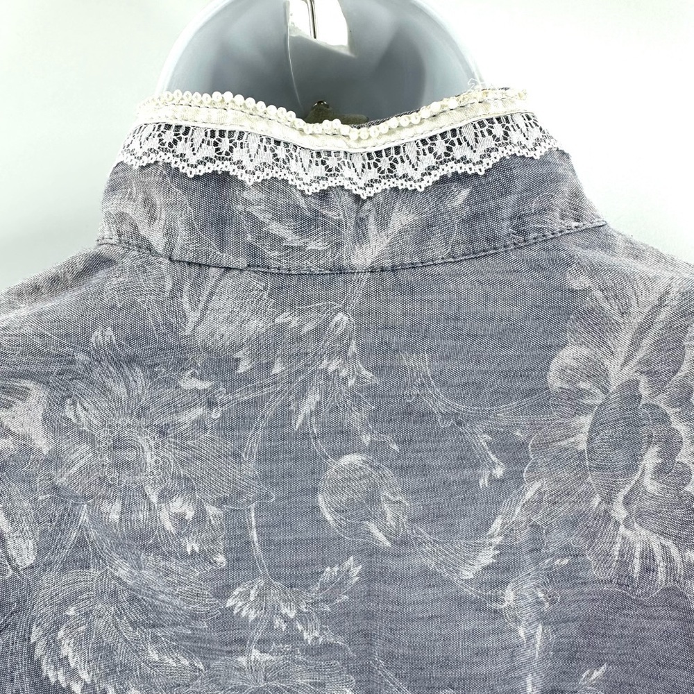 Vintage Pea Patch Prairie Dress Womens 11/12 Beaded Lace Pearl Puff Cottage USA - Picture 8 of 13